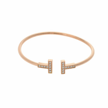 TIFFANY&Co.  T Wire Bracelet Medium Diamond - Women's 18K Rose Gold