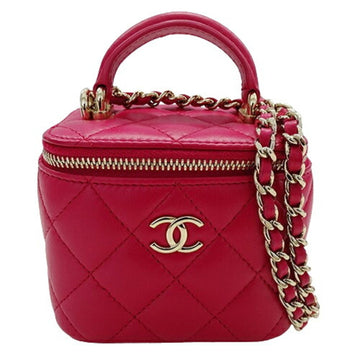 CHANEL Bag Matelasse Women's Brand Chain Shoulder Small Vanity Lambskin Pink Gold Hardware AP2198 Coco Mark
