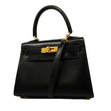 HERMES handbag Kelly 20, 〇V stamp, box calf, black, ladies
