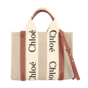 CHLOeChloe  Woody Small Tote Shoulder Bag Canvas Brown Women's 2way BRB10010000013507