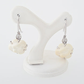 CHANEL Camellia Earrings 750 [K18WG] White Agate E-151761