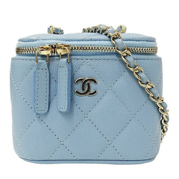 CHANEL Bag Matelasse Women's Shoulder Small Vanity Chain Light Blue AP1340 Compact