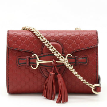 GUCCI Micro ssima Shoulder Bag Chain Pochette Tassel Leather Red 449636