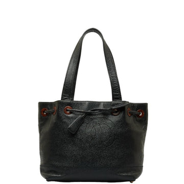 CHANEL Deca Coco Mark Handbag Tote Bag Black Caviar Skin Women's