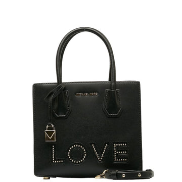 MICHAEL KORS Mercer LOVE Studded Handbag Shoulder Bag 30H7GM9M6O Black Leather Women's