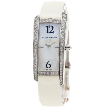 HARRY WINSTON 340/LQW.M/D3.1 Avenue Traffic Bezel Diamond Watch K18 White Gold/Leather/Diamond Ladies