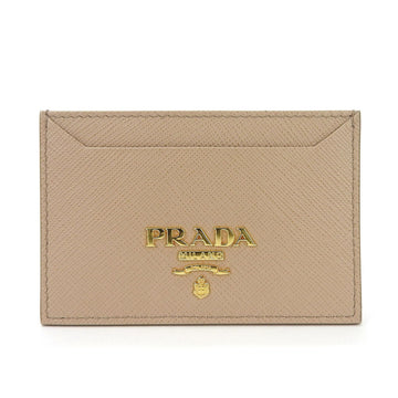 PRADA business card holder/card case saffiano beige leather ladies