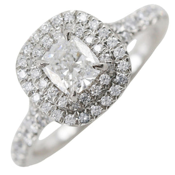 TIFFANY&Co. Solesto Cushion Cut Double Halo Engagement Ring Pt950 Platinum x Diamond Approx. 4.2g Women's