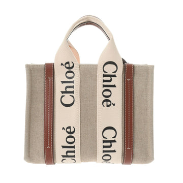 CHLOeChloe  Woody Small Beige/White CHC22AS397I2690U Women's Linen Calf Handbag
