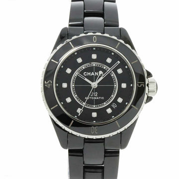 CHANEL J12 38mm H5702 Men's Watch 12P Diamond Black Ceramic Date Automatic Self-Winding