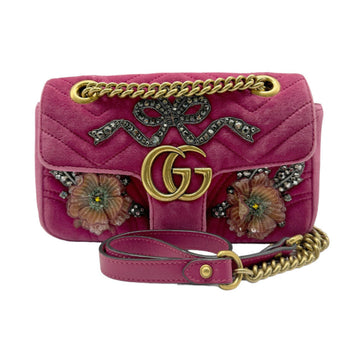 GUCCI Shoulder Bag GG Marmont Velvet/Metal Dark Pink/Gold Women's 446744 z0499