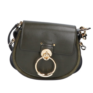 CHLOeChloe   TESS small leather x suede shoulder handbag khaki ladies