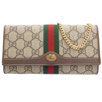 GUCCI Ophidia GG Supreme Chain Wallet 546592 Canvas Beige Brown 180298 ☆