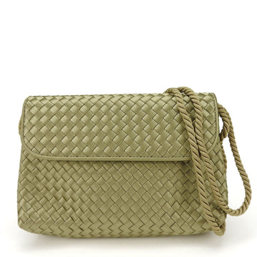 BOTTEGA VENETA Shoulder Bag 109050 Satin Khaki Green Intrecciato Pochette Women's BOTTEGAVENETA