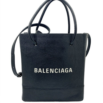 BALENCIAGA Tote XS 555140 Black Leather Bag Shoulder Handbag Compact Women's