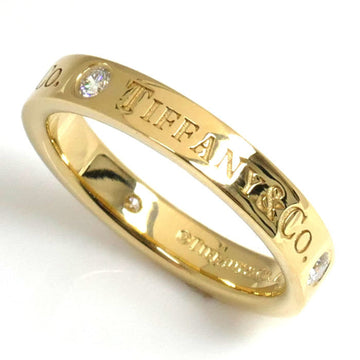 TIFFANY&Co.  K18YG Yellow Gold Flat Band 3P Diamond Ring, Diamond, Size 6, 3.3g, Women's