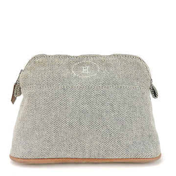 HERMES Pouch Bolide Canvas Leather Grey Bag-in-Bag for Women