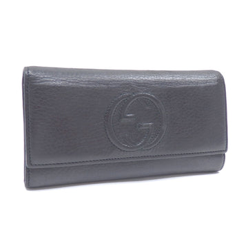 GUCCI Bifold Long Wallet Black Leather 282414 Interlocking G Soho Women's Men's Unisex A2230659