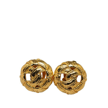 CHANEL Coco Mark Twist Motif Earrings Gold Plated Women's