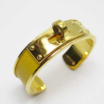 HERMES Bangle Bracelet Kelly Metal Leather Gold Yellow Women's w0317a