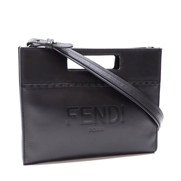 FENDI Shoulder Bag Shopper Small Women's Black Leather 7VA547 A6046884