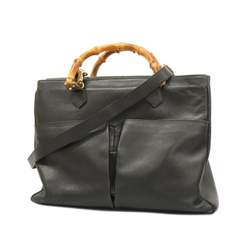 GUCCI Handbag Bamboo 002 123 0322 Leather Black Women's