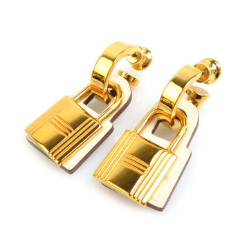 HERMES Earrings O'Kelly Metal Leather Gold Nata Women's e58672j