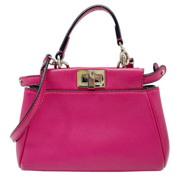 FENDI Micro Peekaboo Purple Bag Shoulder Leather 8M0355 Women's