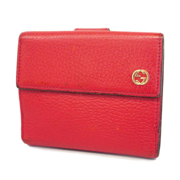 GUCCI Wallet Interlocking G 449405 Leather Red Women's