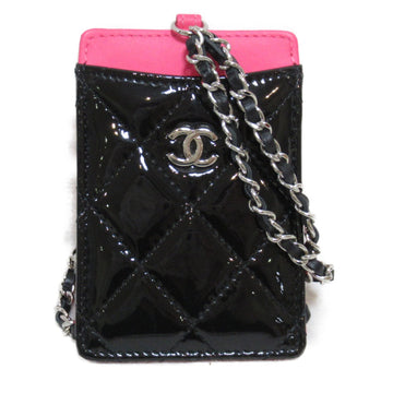 CHANEL Card Case with Chain [Ginza limited] Pink Black enamel