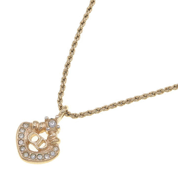 CHRISTIAN DIOR Dior Necklace Gold Metal Heart Stone CD Women's Christian