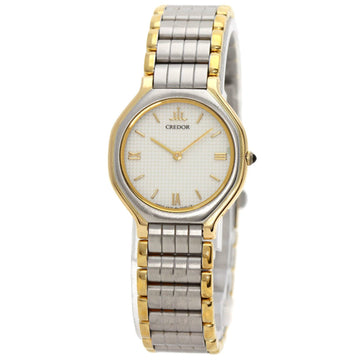 SEIKO 4N70-0010 Credor combination watch, stainless steel/SSxK18YG, ladies',