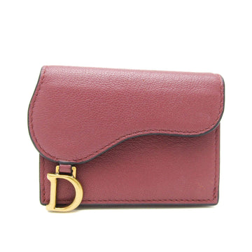 CHRISTIAN DIOR Saddle Wallet Women's Leather Wallet [tri-fold] Dusty Pink
