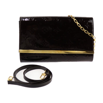 LOUIS VUITTON Clutch Anna Handbag M90093 Monogram Vernis Leather Amaranth Shoulder Bag