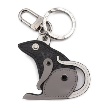 LOUIS VUITTON Portocle LV Rat Monogram Eclipse Keychain M68835 PVC Leather Black Gray White Keyring Bag Charm