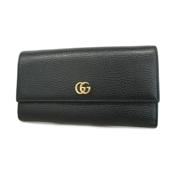 GUCCI Long Wallet GG Marmont 456116 Leather Black Men's