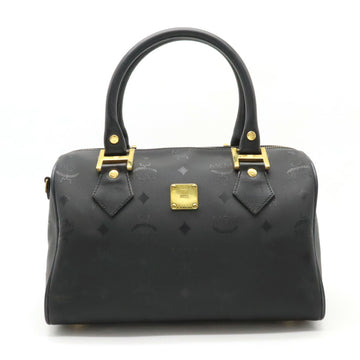 MCM Glam Handbag Boston Bag PVC Leather Black