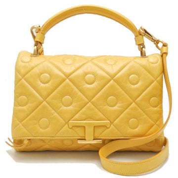 TOD'S Signature Handbag T Timeless Lamb Leather Yellow 251621
