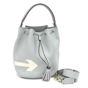 ANYA HINDMARCH Handbag Vaughn Light Grey Leather Shoulder Bag Tassel Women's