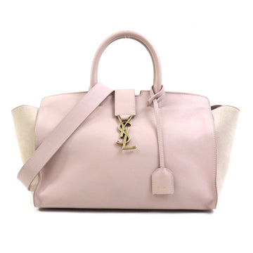 SAINT LAURENT Handbag Shoulder Bag Downtown Cabas Leather Suede Pink Gold Women's e58643f