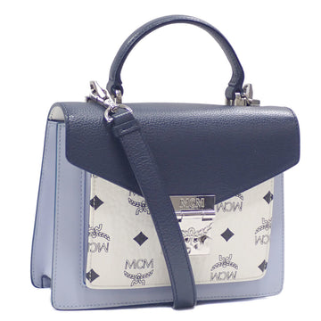 MCM Handbag TRACY Satchel Ladies Navy Light Blue Leather MWEAAPA02CO001 Small Visetos A6046565