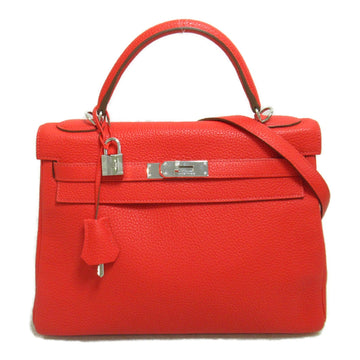 HERMES Kelly32 Rouge casaque handbag Red Rouge casaque Taurillon Clemence leather