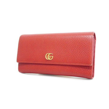 GUCCI long wallet GG Marmont 456116 leather red ladies