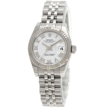 ROLEX 179174 Datejust White Roman Watch Stainless Steel/SS/K18WG Ladies