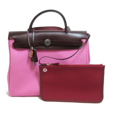 HERMES Herbag Zip PM Shoulder Bag Pink Rose Bubblegum/Rouge Seri leather Toile Offiche/Vache leather Hunter