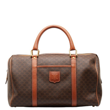 CELINE Macadam Handbag Boston Bag Brown PVC Leather Women's