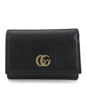 GUCCI Tri-fold Wallet 644407 GG Marmont Leather Black Compact Accessory Women Men