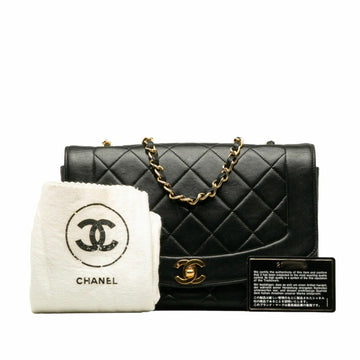 CHANEL Matelasse Cocomark Diana 25 Chain Shoulder Bag Black Leather Ladies