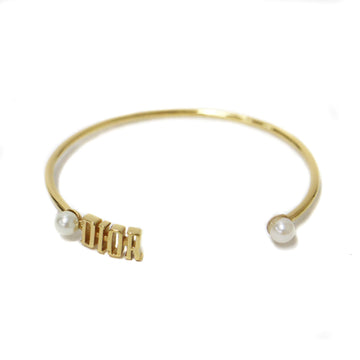 CHRISTIAN DIOR Dior Bangle Bracelet Gold White Faux Pearl GP Women's
