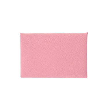 HERMES Calvi Verso Rose Confetti/Brick Palladium Hardware - Y Stamp [around 2020] Unisex Chevre Card Case